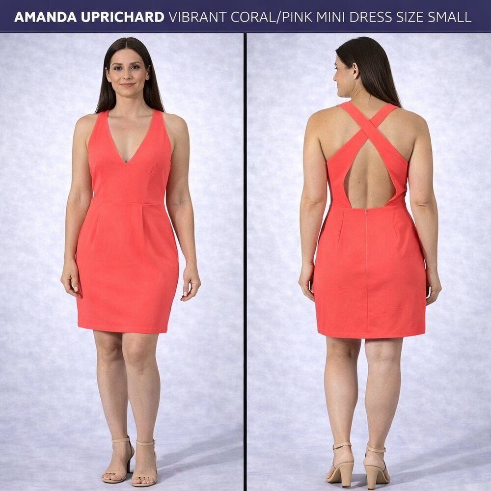 Amanda Uprichard Coral Open-Back Mini Dress S